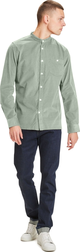 Regular fit corduroy stand collar shirt