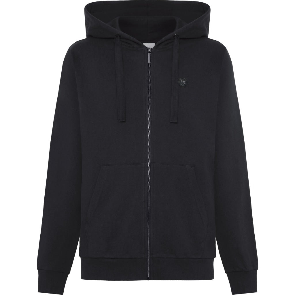 Ask regular zip hood kangaroo badge sweat