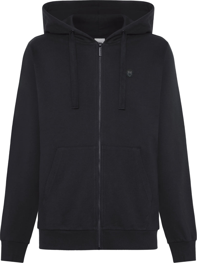 Ask regular zip hood kangaroo badge sweat