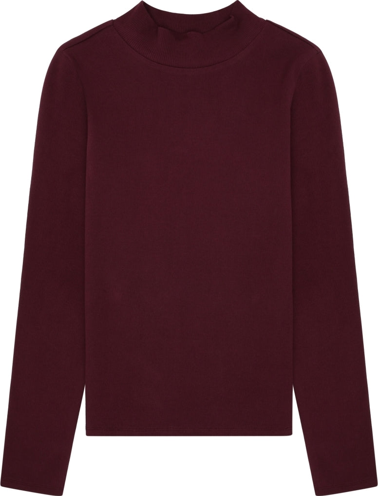 Rib high neck long sleeved