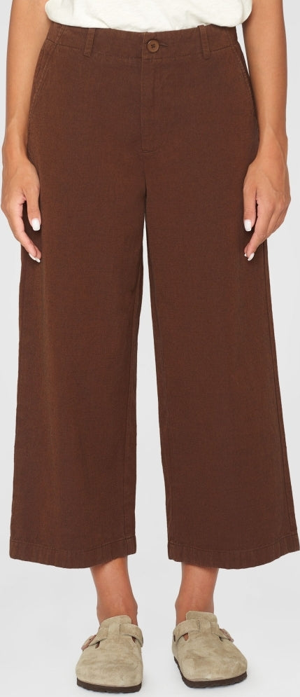 Posey mid-rise wide slub yarn cropped pants