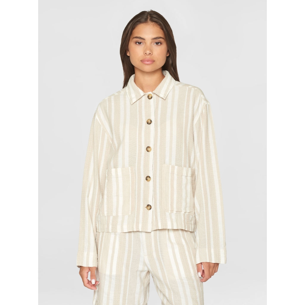Jacquard woven stripe regular overshirt
