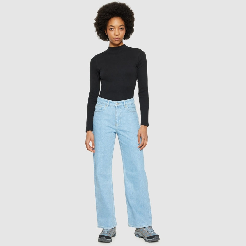 Rib high neck long sleeved