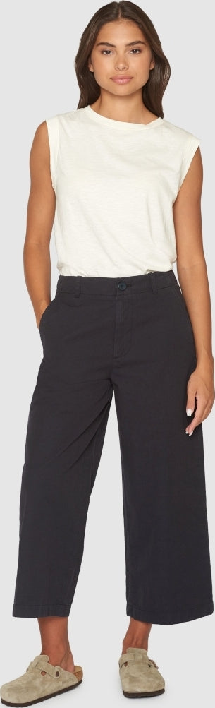 Posey mid-rise wide slub yarn cropped pants
