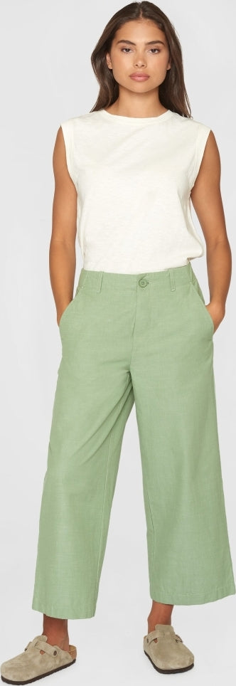 Posey mid-rise wide slub yarn cropped pants