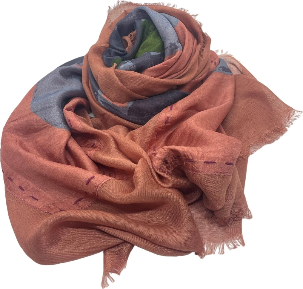 Silk modal flower print scarf