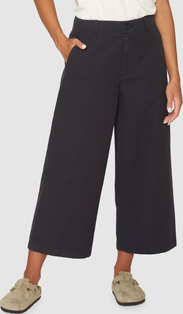 Posey mid-rise wide slub yarn cropped pants