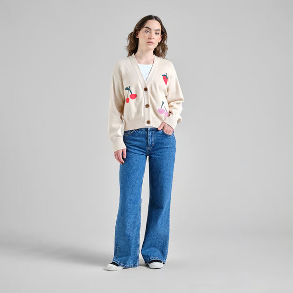 Cardigan Kanan Application Berries Vanilla White