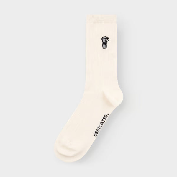Rib Socks Knivsta Mocca EMB Off White