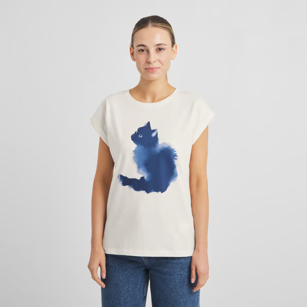 T-shirt Visby Watercolor Cat Off-White