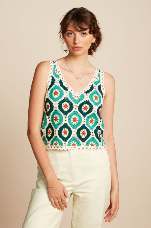 Janis  Top Fray Crochet