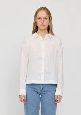 Long Sleeve Linen Shirt bright white