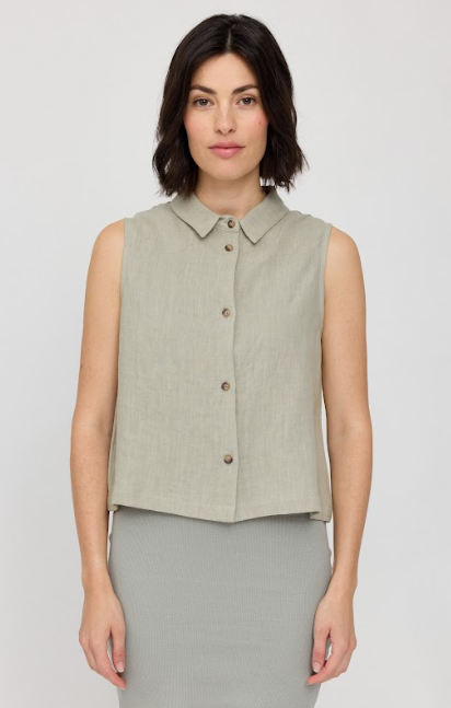 Sleeveless Linen Blouse Seagrass
