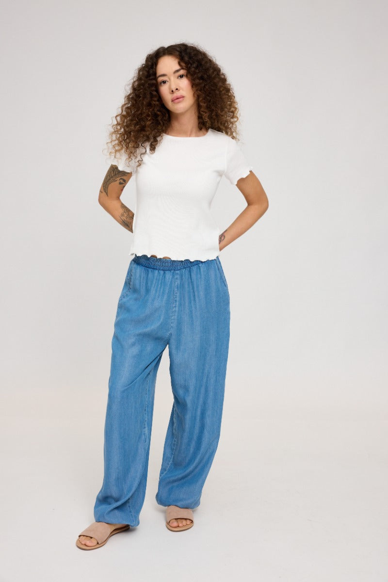Denim Parachute Pants Manina