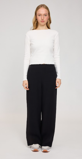 Wide Leg Linen Pants black