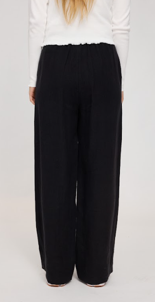 Wide Leg Linen Pants black