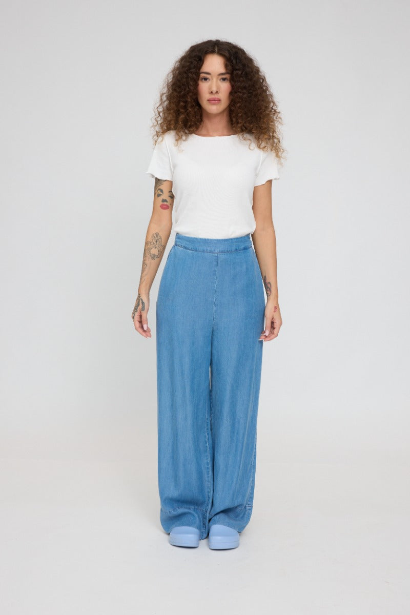 Wide Leg Denim Pants Mailona