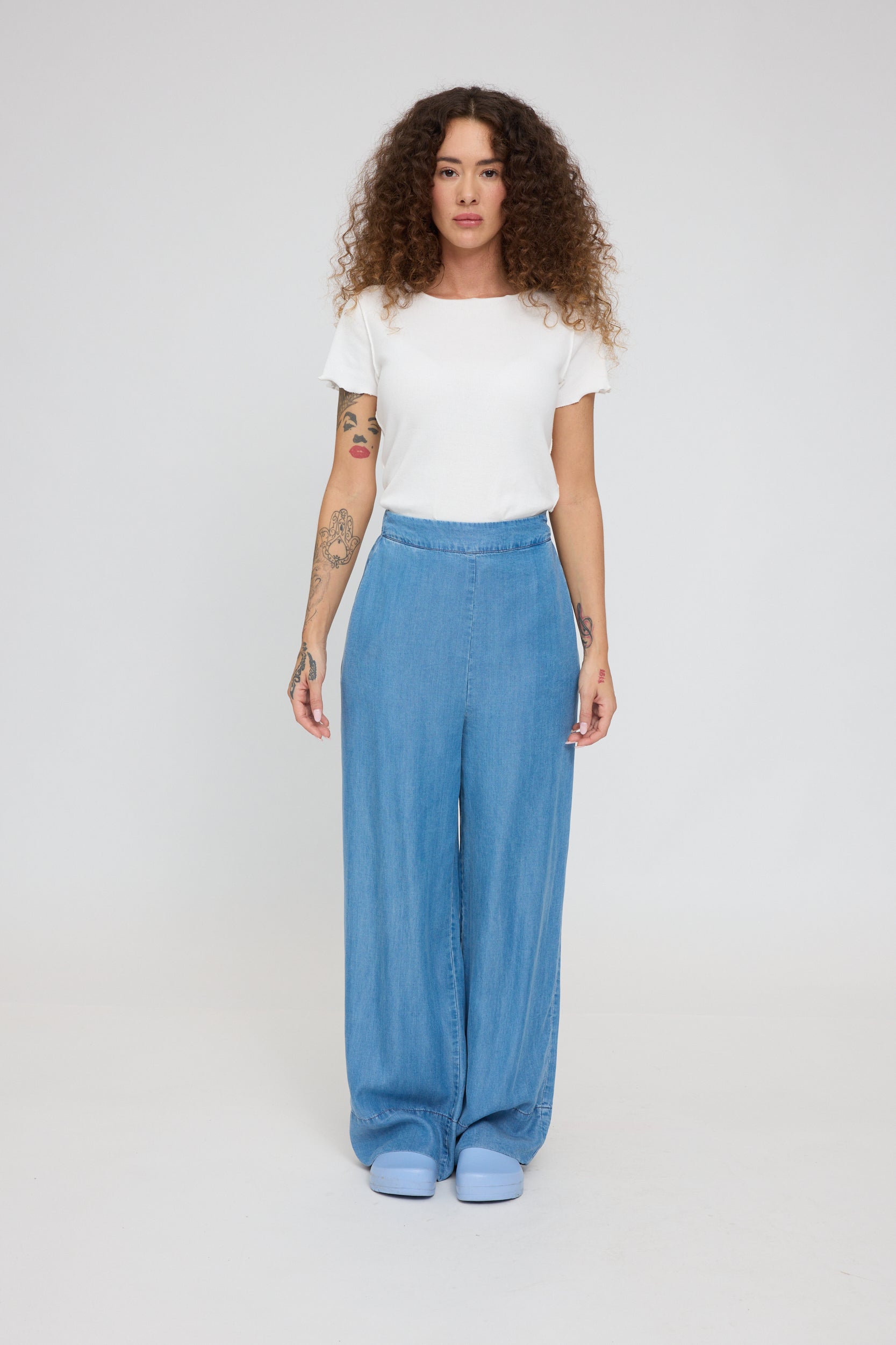 Wide Leg Denim Pants Mailona