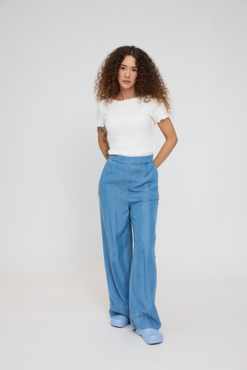 Wide Leg Denim Pants Mailona