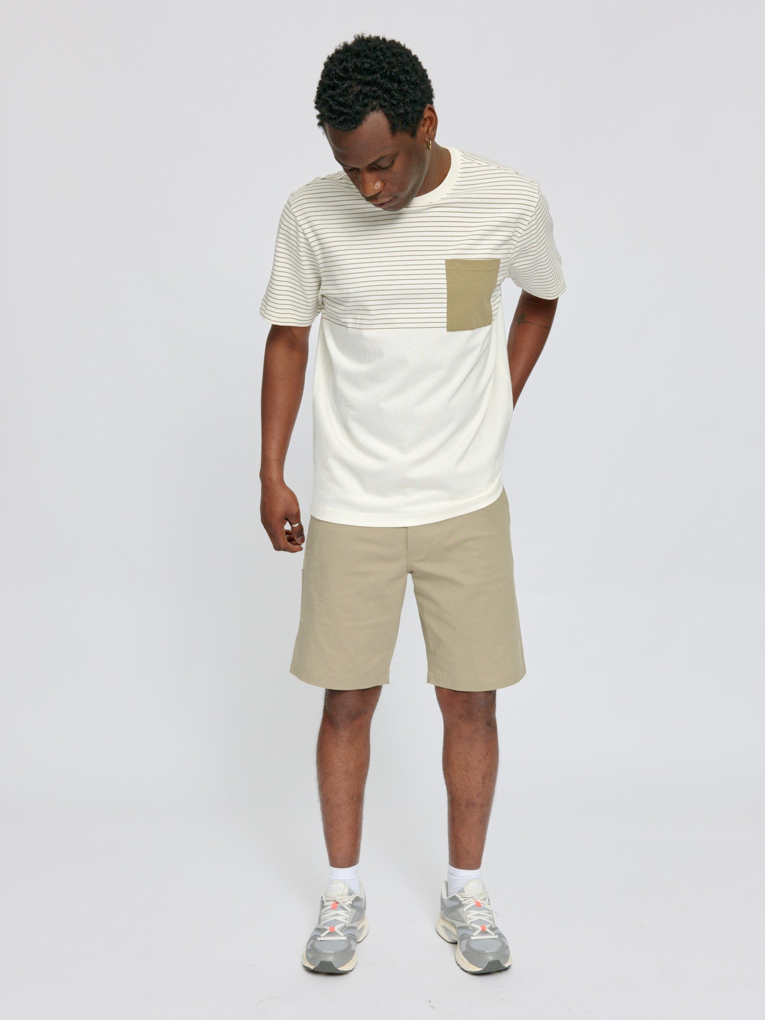 Halfway Striped T-Shirt offwhite/olive