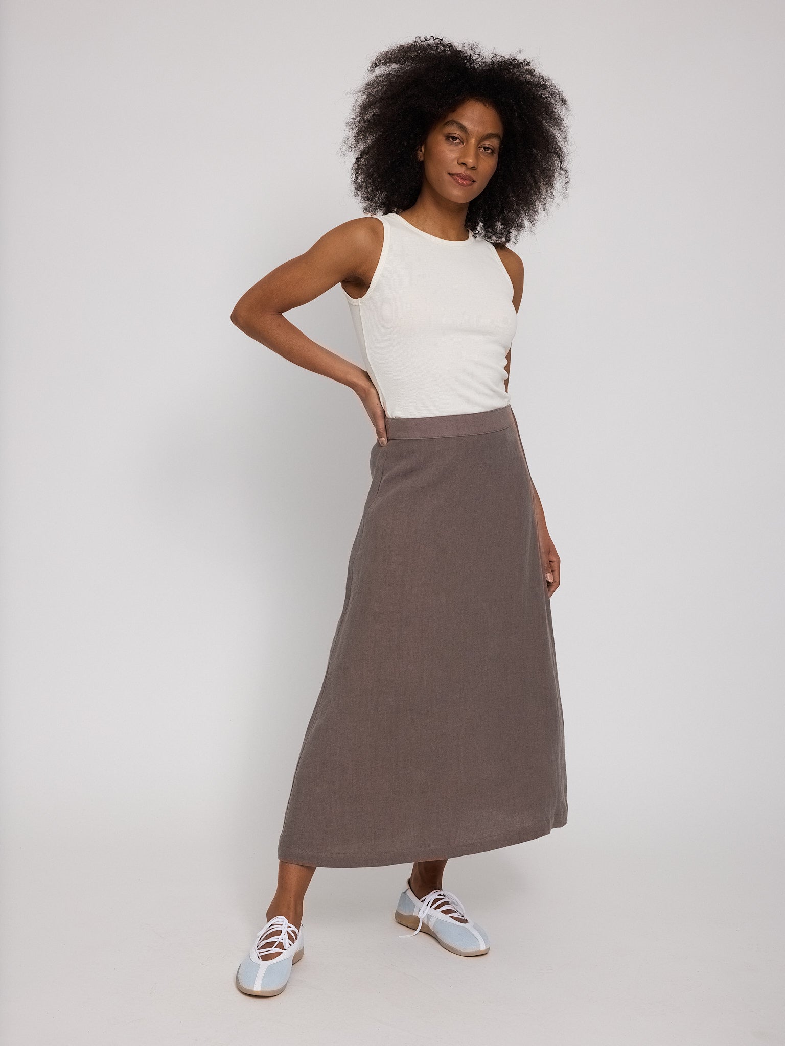 Linen Midi Skirt