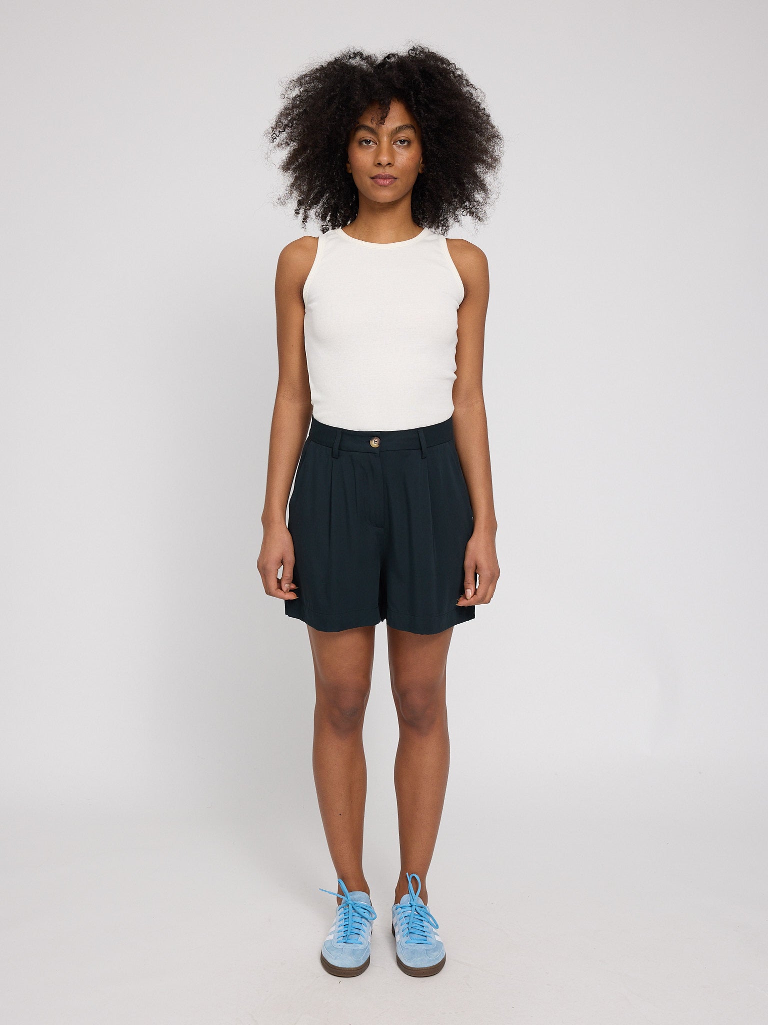 Pleated Viscose Shorts