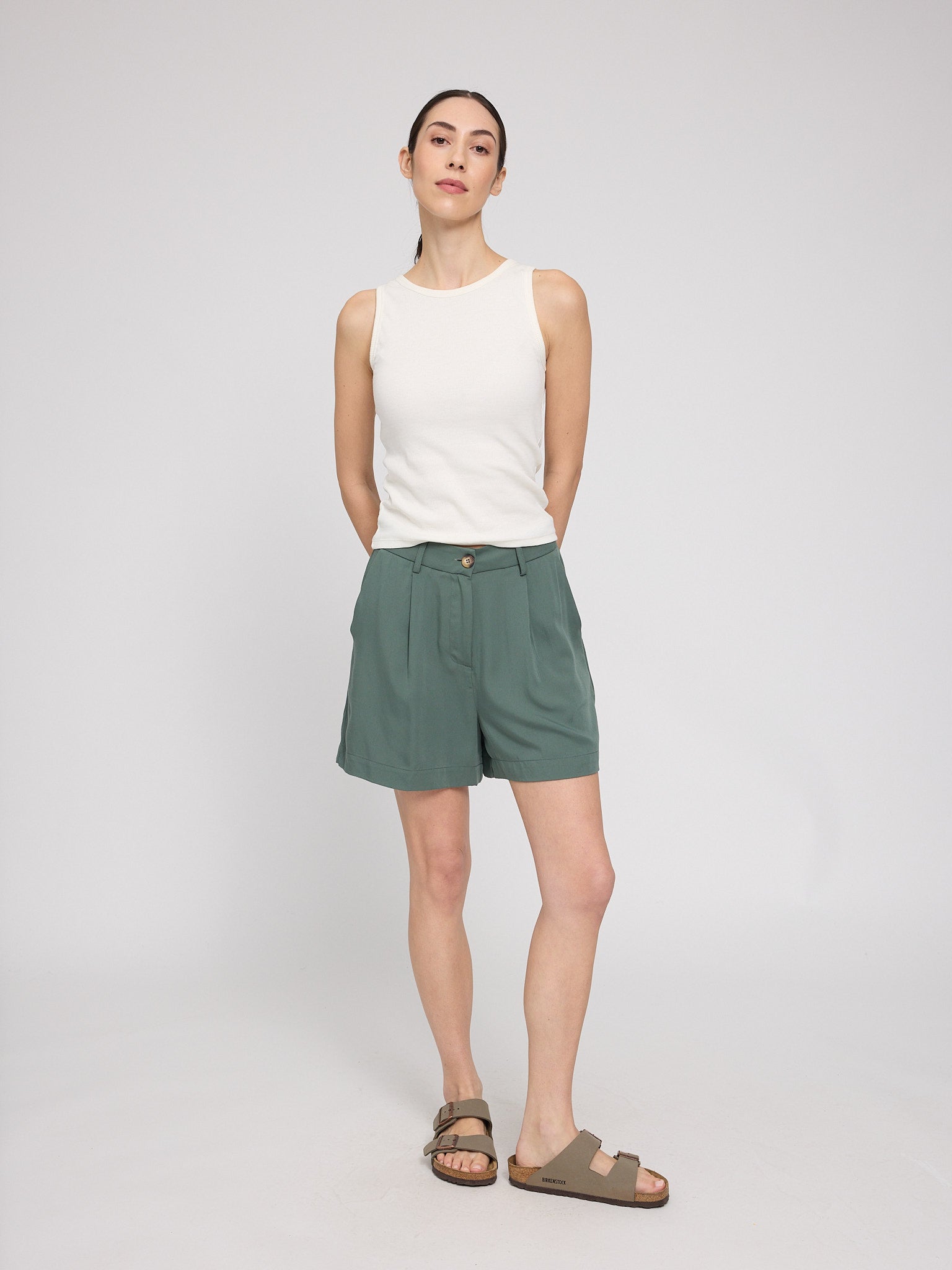 Pleated Viscose Shorts