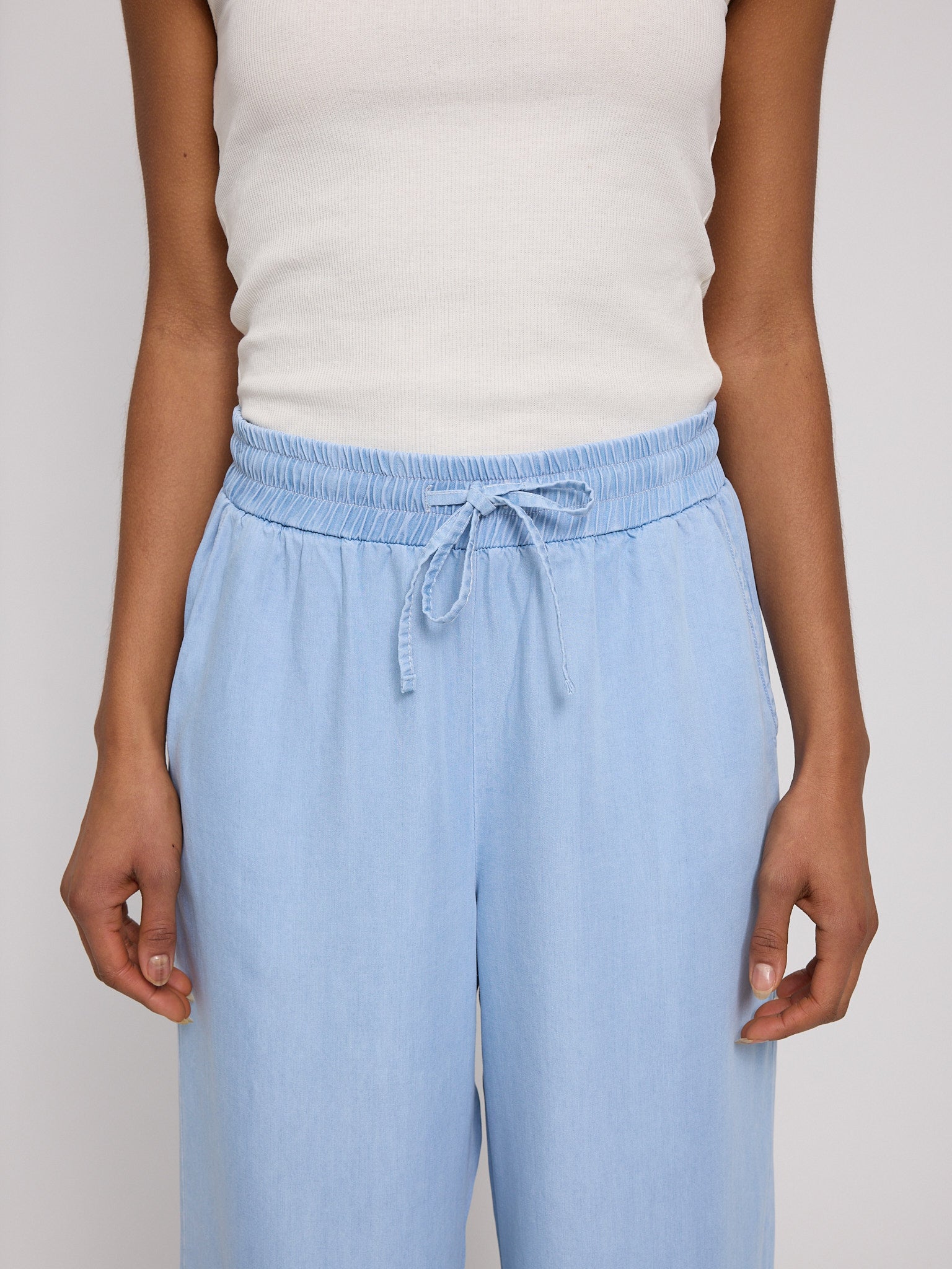 Wide Leg Tencel Pants Elastic
