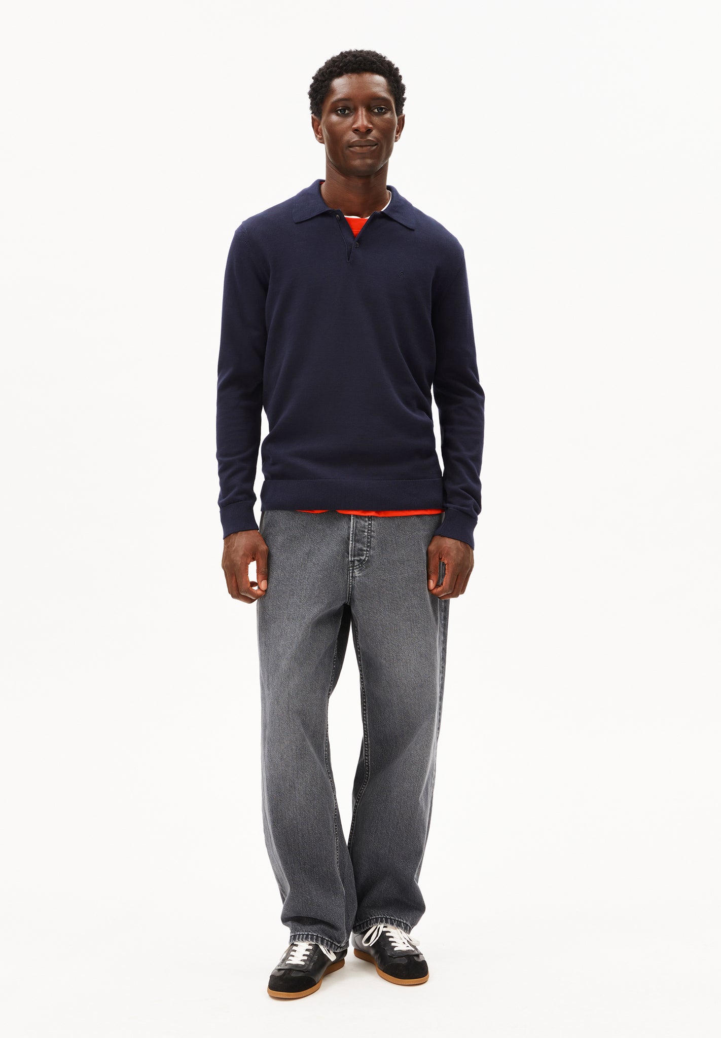 Langarm-Strick Poloshirt