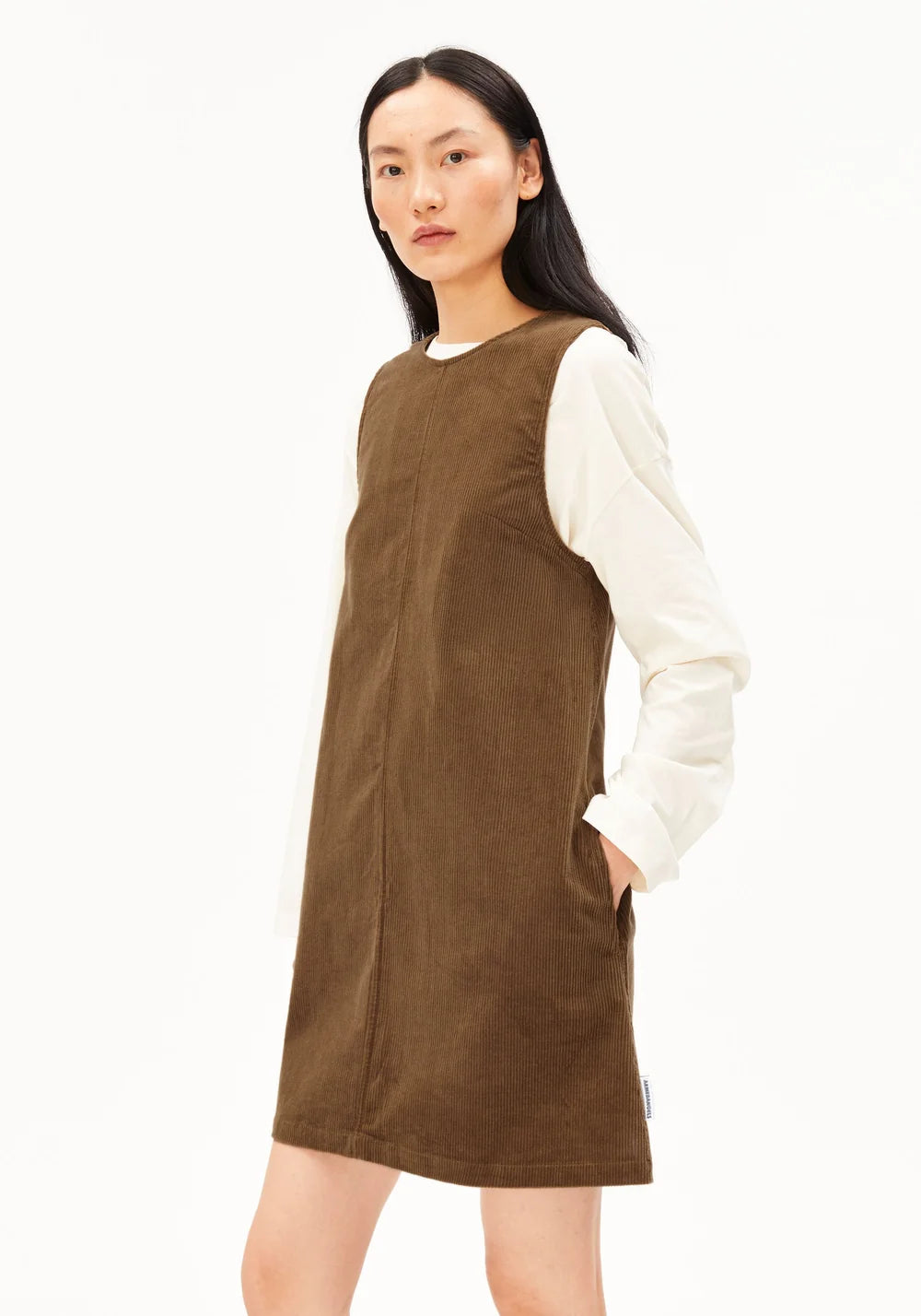 Corduroy R-Neck Mini Dress