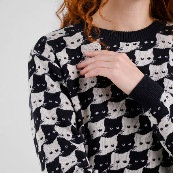 Sweater Arendal Pepita Cats Oat White