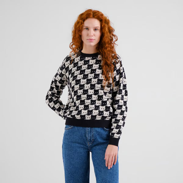 Sweater Arendal Pepita Cats Oat White