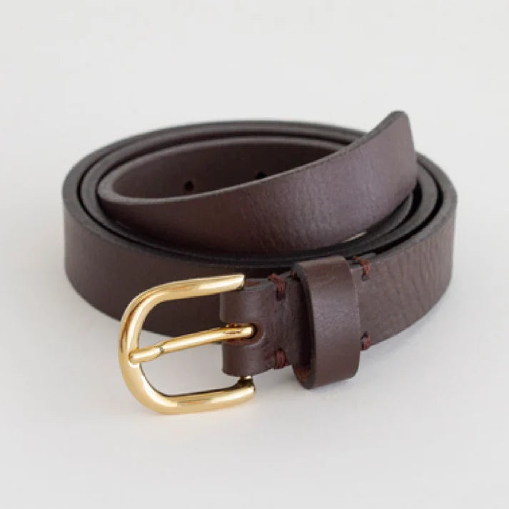 Hoek Belt, dark brown, gold