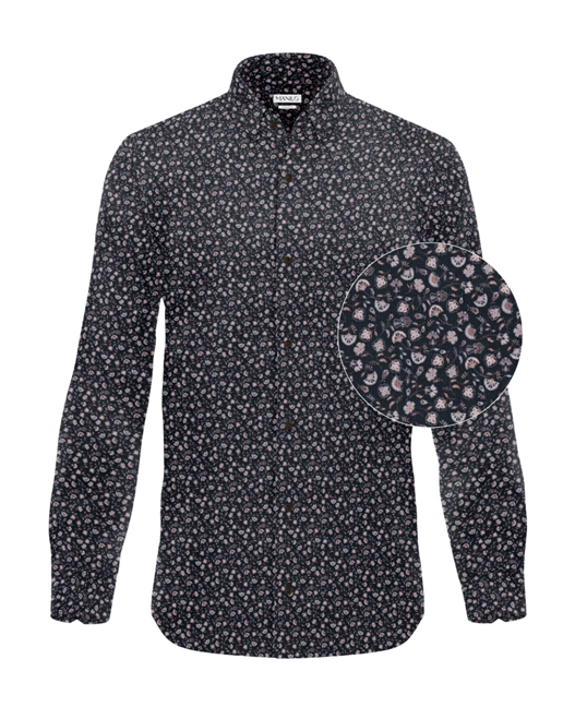 Cord-Hemd mit Blumenprint