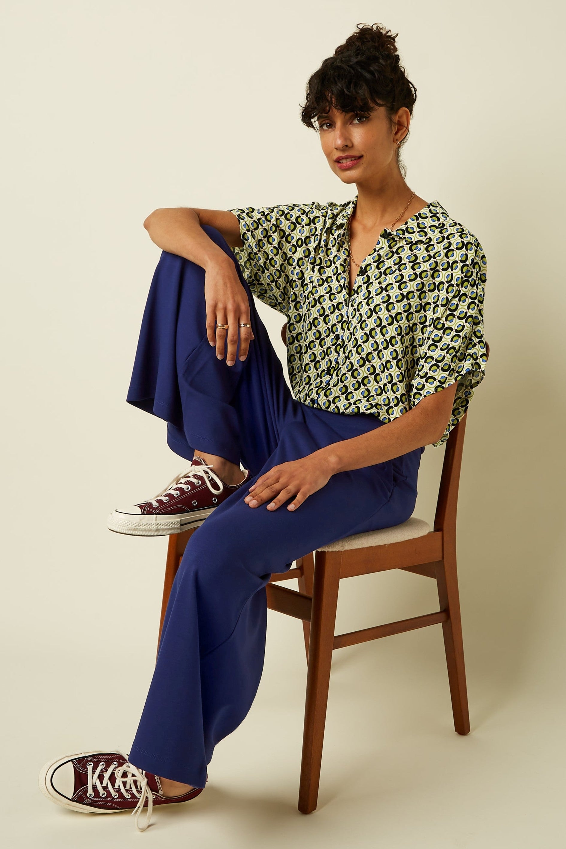 Border Palazzo Cropped Pants Milano Uni