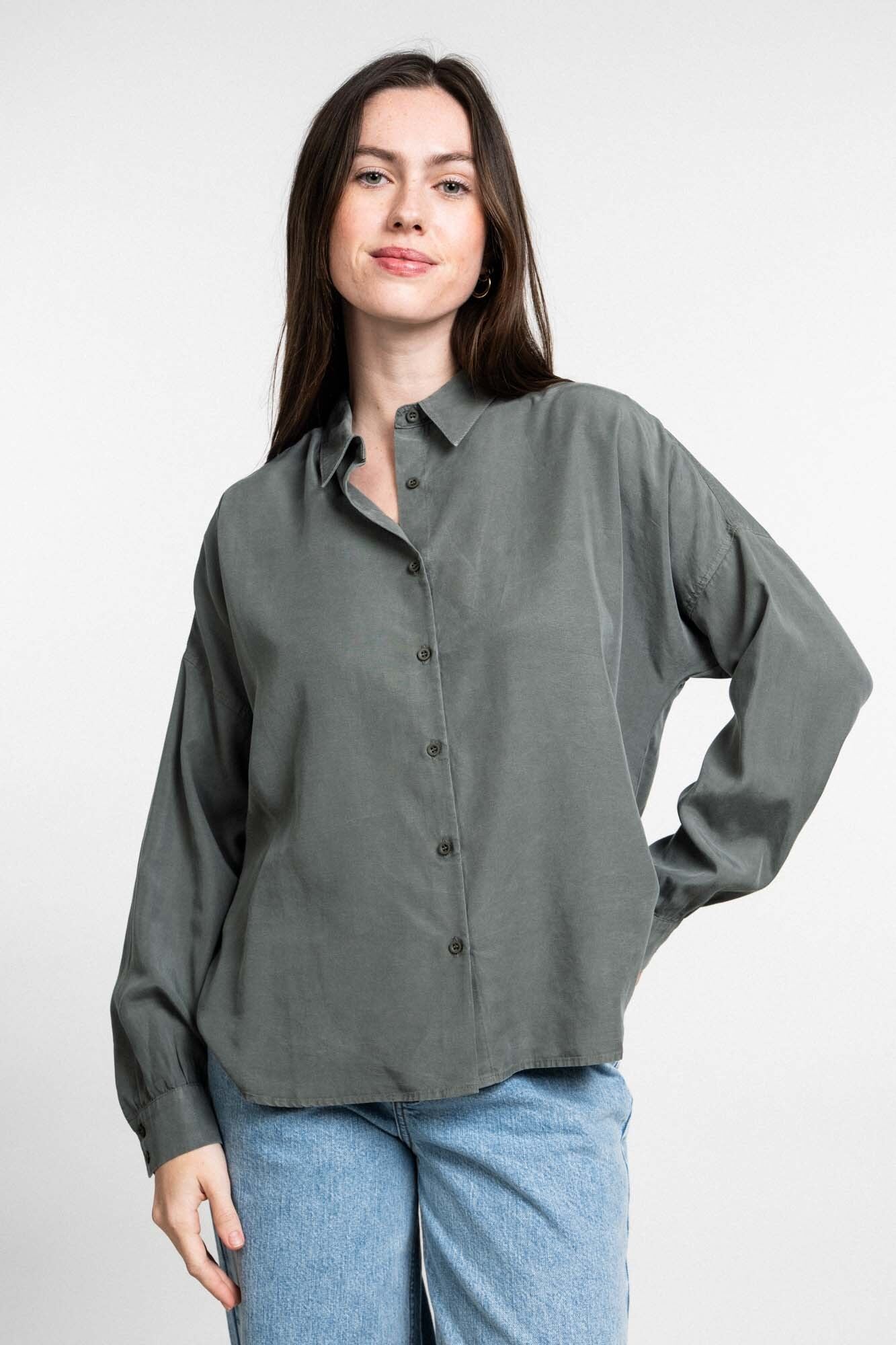 Hanna tencel linen pewter Bluse
