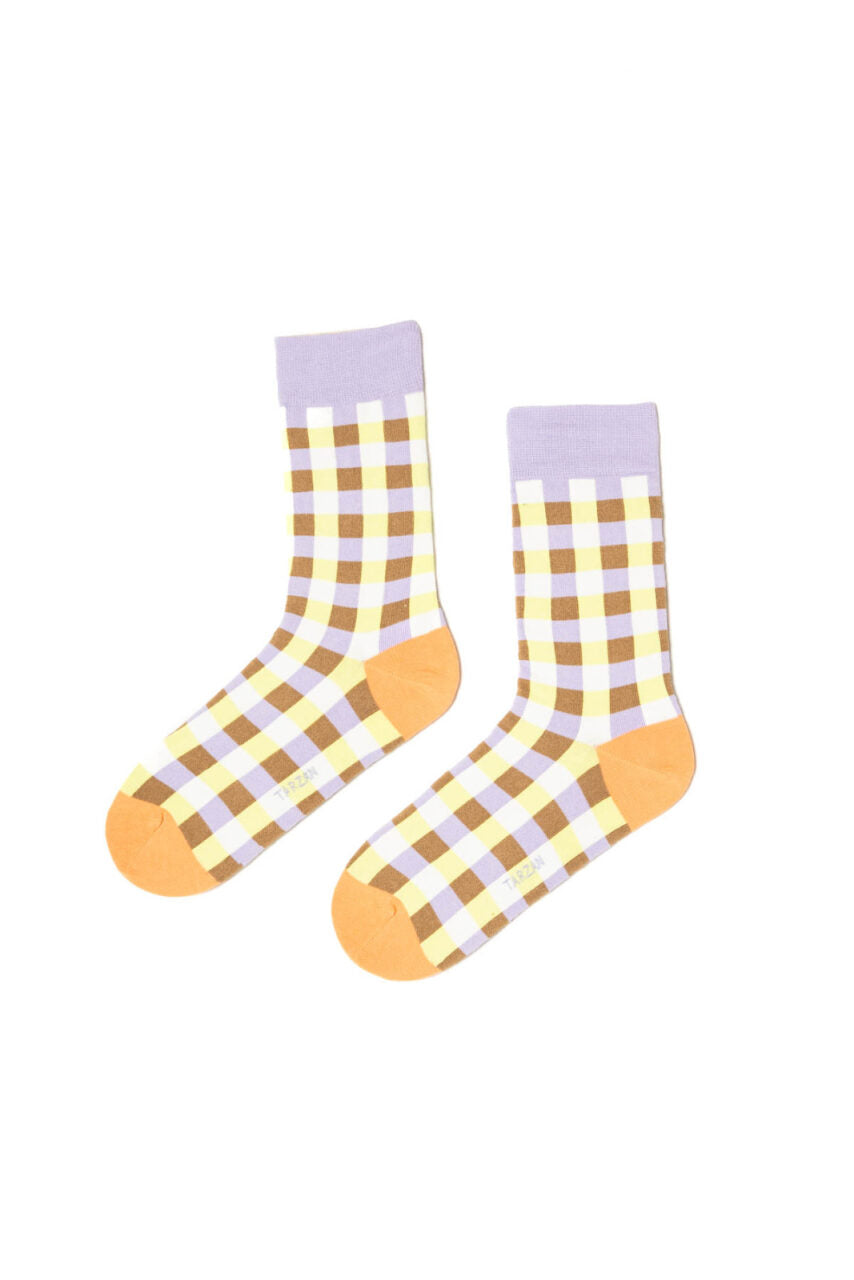 Luan check lilac Socken