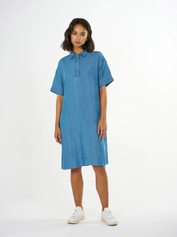 A-SHAPE DENIM TENCEL DRESS