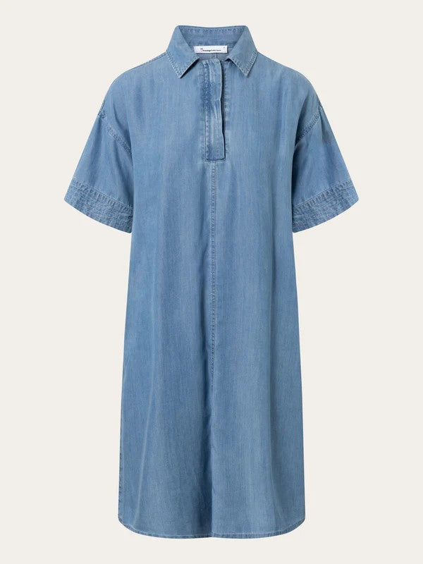 A-SHAPE DENIM TENCEL DRESS