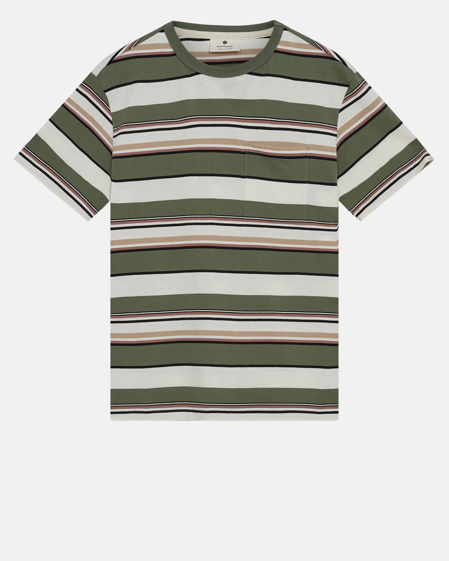 AKKIKKI S/S STRIPE TEE - OLIVINE