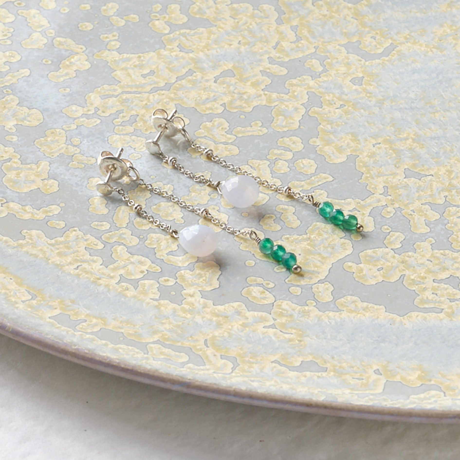 Felicity Blauer Spitzenachat Aventurin Versilberte Ohrringe