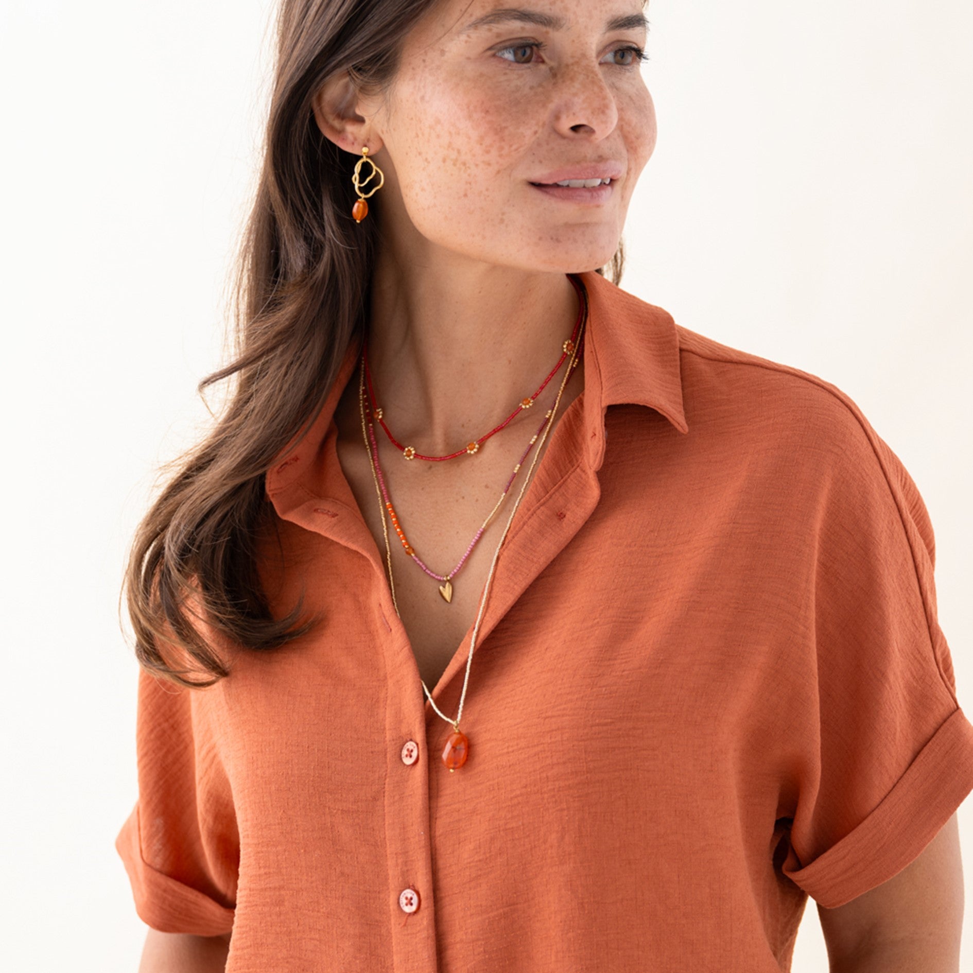 Flourish Karneol Goldfarbige Halskette