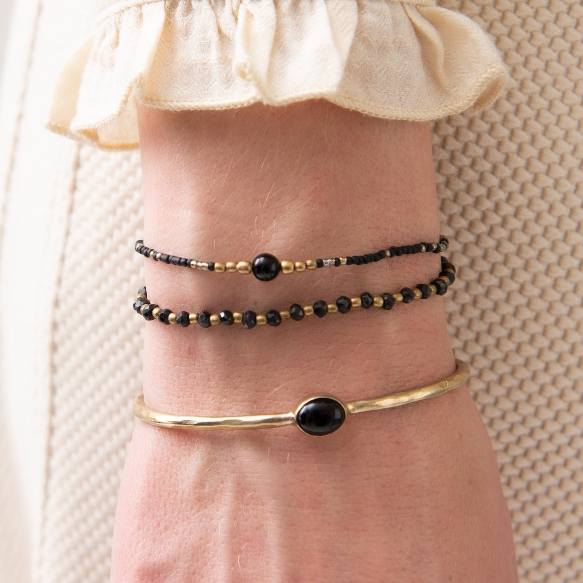 Iris Black Onyx Gold Bracelet