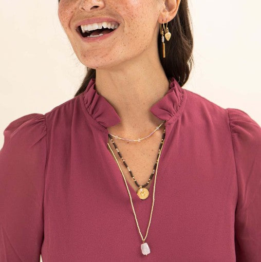 Calm Rosenquarz goldfarbige Halskette