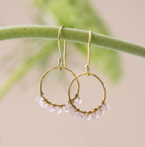 Compassion Rosenquarz vergoldete Ohrringe