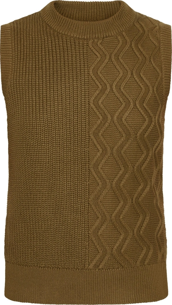 Cotton cable crew neck vest