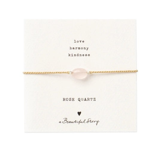 Edelsteinkarte Rosenquarz silberfarbiges Armband
