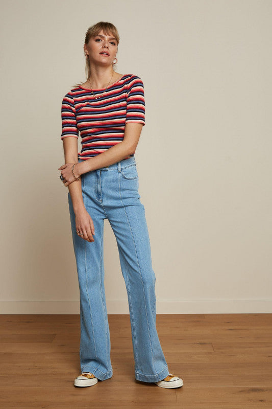 Ella Pintuck Pants Strata Denim