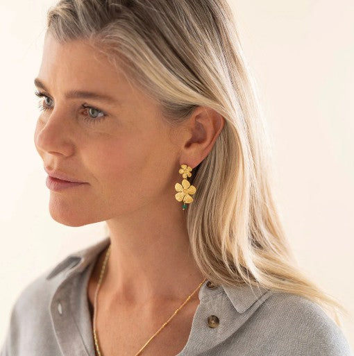 Expressive Aventurin vergoldete Ohrringe