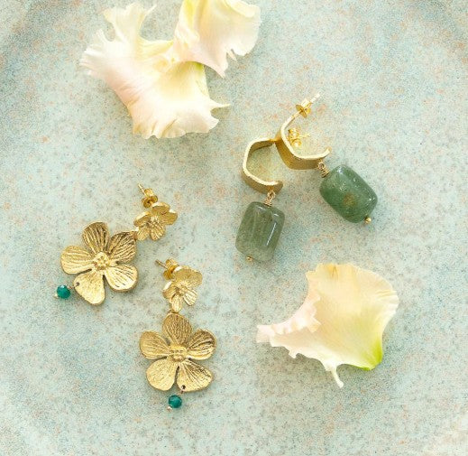 Expressive Aventurin vergoldete Ohrringe